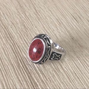 Red & Silver Costume Jewelry Ring